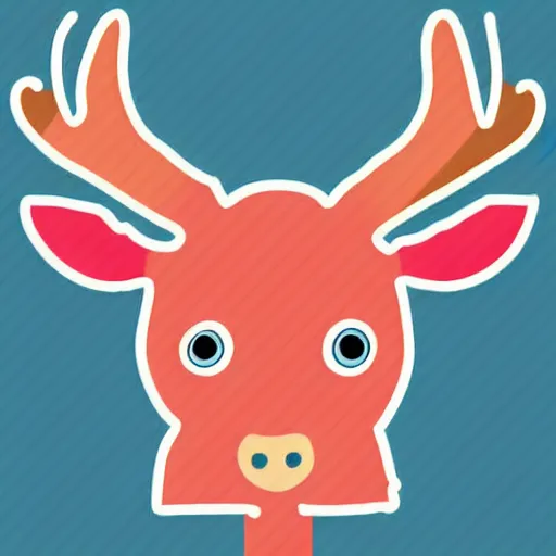 Image similar to a cute elk, digital art, iconic icon, 2 d vector logo, cartoon, t - shirt design