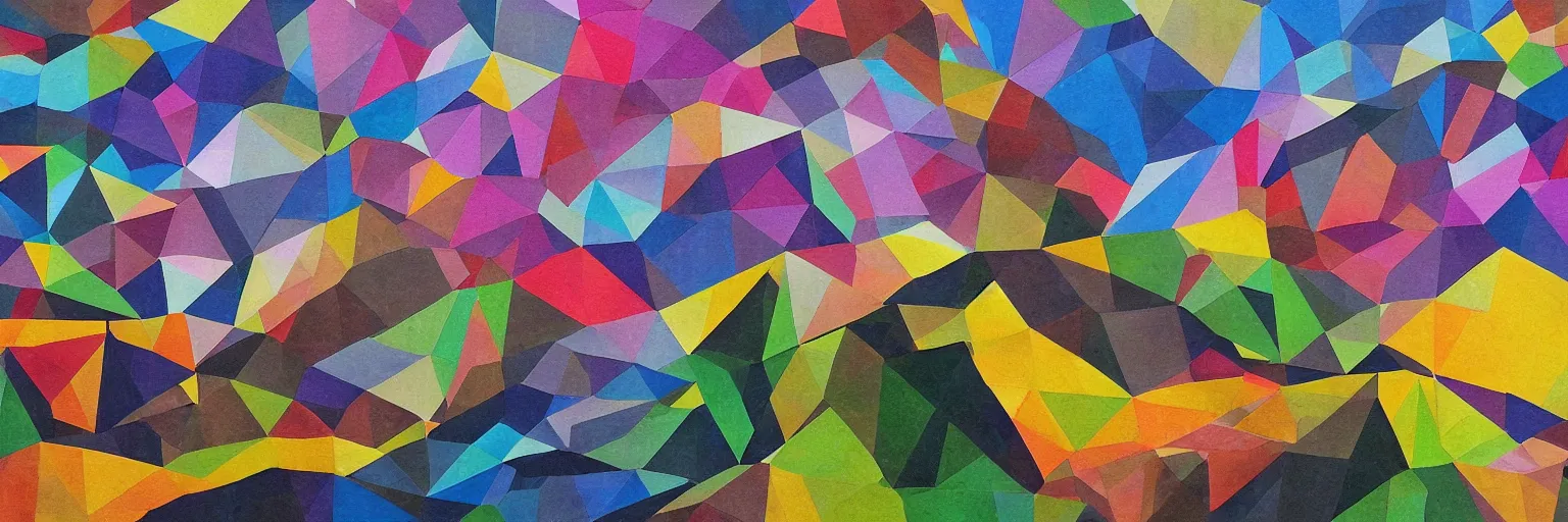 Image similar to landscape scenery, Mural, Hyperprism, Geometric, Polygonal