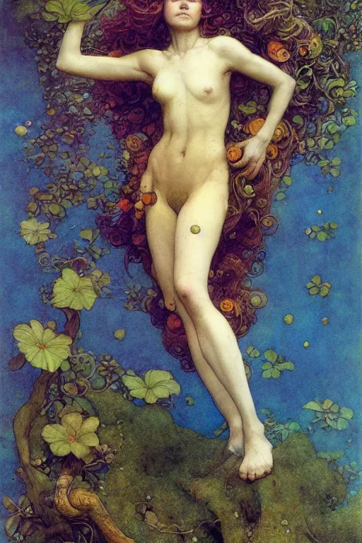 Image similar to portrait of a beautiful faerie, golden ratio, detailed, rainbowshift, by jean - baptiste monge, maxfield parrish, john william waterhouse, brian froud