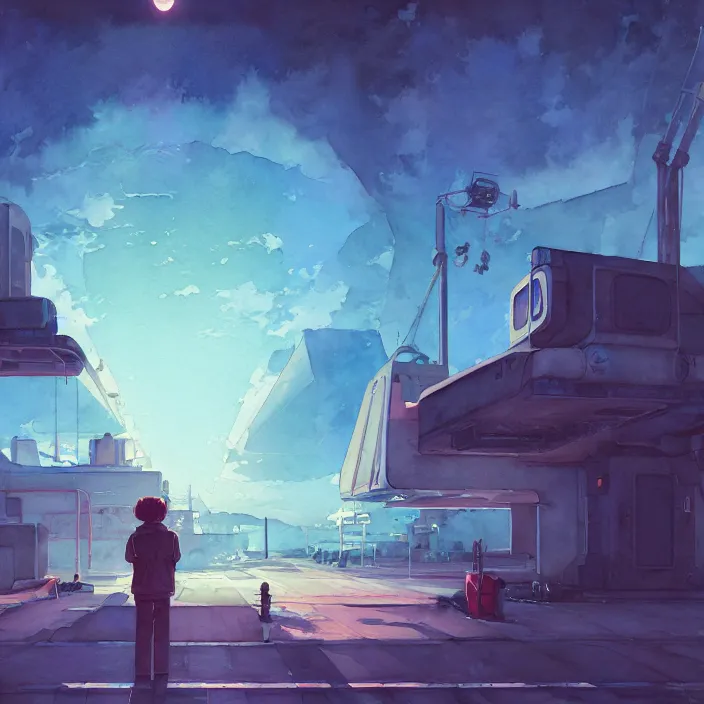 Prompt: photorealistic, watercolor painting in style of krenz cushart ilya kuvshinov inside a space station eye of providence Lain uwu Luminism Tomas Sanchez surrealism Simon Stålenhag