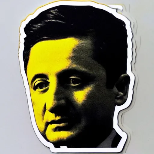 Image similar to volodymyr zelenskyy, president of ukraine. face like in his photographs. intricate sticker design by andy warhol