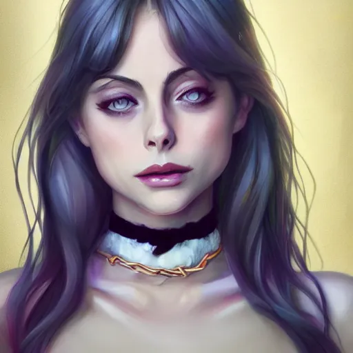 Image similar to a portrait of a beautiful willa holland 1 9 9 0 s style clothing and choker, art by lois van baarle and loish and ross tran and rossdraws and sam yang and samdoesarts and artgerm, digital art, highly detailed, intricate, sharp focus, trending on artstation hq, deviantart, unreal engine 5, 4 k uhd image