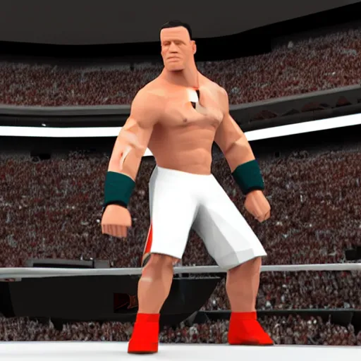 Image similar to low poly 3D render of John Cena in WWE for the PlayStation 1