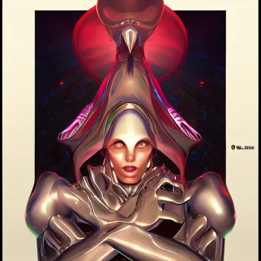 Prompt: posing alien digital artwork by artgerm and wlop and alex ross and alphonse mucha, trending on artstation