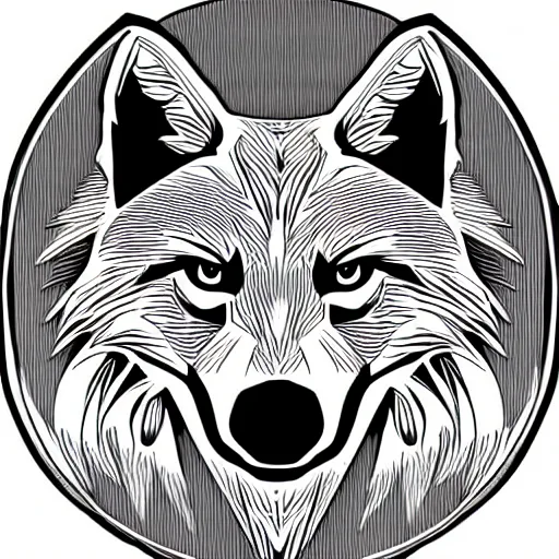 Image similar to full-body wolf template base, digital line-art, outline-only, logo, simple, no color, high quality, HD, 8K