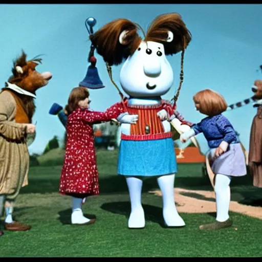 Prompt: Stills from The Magic Roundabout - the BBC childen's series by Eric Thompson (1977)