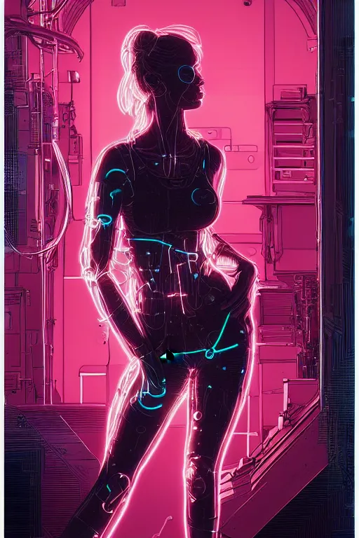 Prompt: portrait of a girl with a biomechanic scale and neon light by Laurie Greasley and Greg Rutkowski , Discodiffusion style, highly detailed, trending on artstation