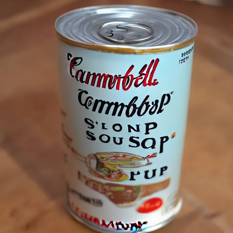 Image similar to Photograph of a single Campbell's soup can