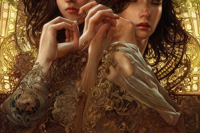 Image similar to Gabriel Knight, fantasy, intricate, elegant, highly detailed, digital painting, 4k, HDR, concept art, smooth, sharp focus, illustration, art by artgerm and H R Giger and alphonse mucha