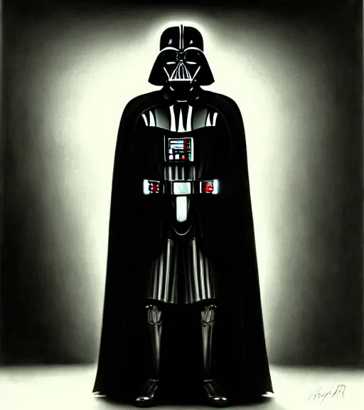 Prompt: black-and-white portrait of Darth Vader by H. R. Giger; extraordinary-masterpiece; realistic-lighting