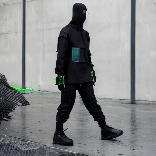 Image similar to techwear fashion in the streets, acronym, guerilla group, fashion study, photoshoot