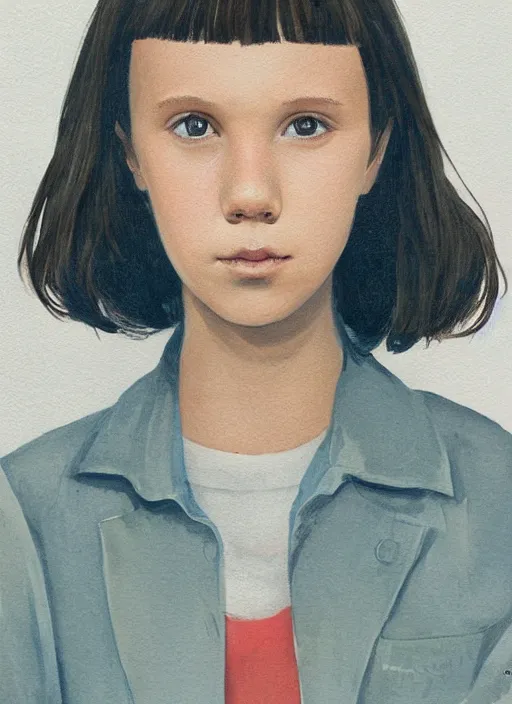 Prompt: Portrait of Millie Bobby Brown by Iwa Shoyoka