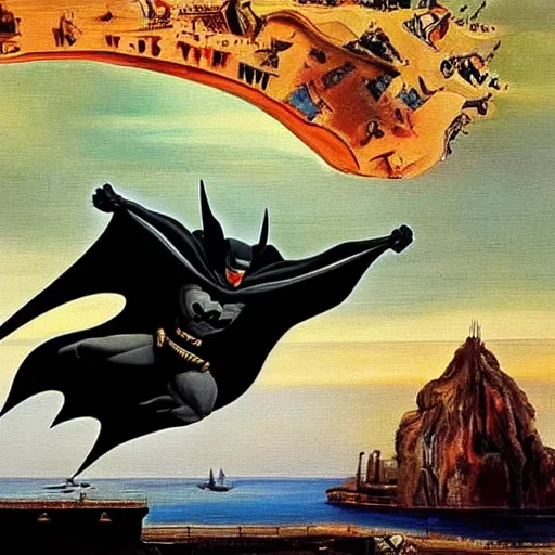 Prompt: batman in a painting by salvador dali