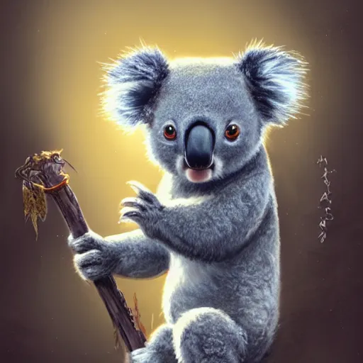 Image similar to a cute koala dressed in a shinobi outfit, digital art by łukasz piskorz and patrick mcenvoy and michael komarck, intricate, highly detailed, artstation, concept art, smooth, sharp focus photo centered