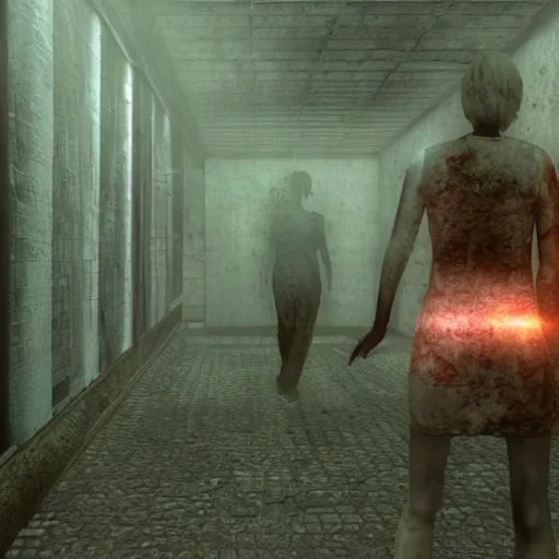 Prompt: A photorealisitic brightened liminal photograph of Silent Hill 2