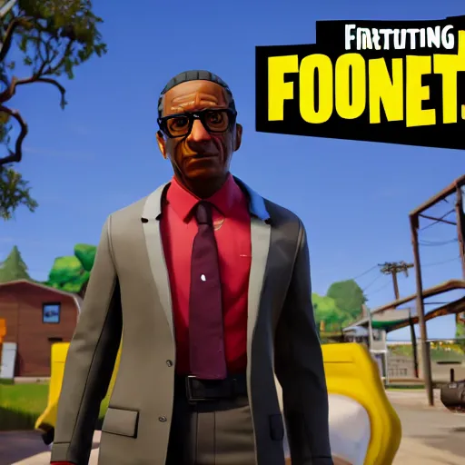 Prompt: gustavo fring as a fortnite character, gameplay screenshot, high definition