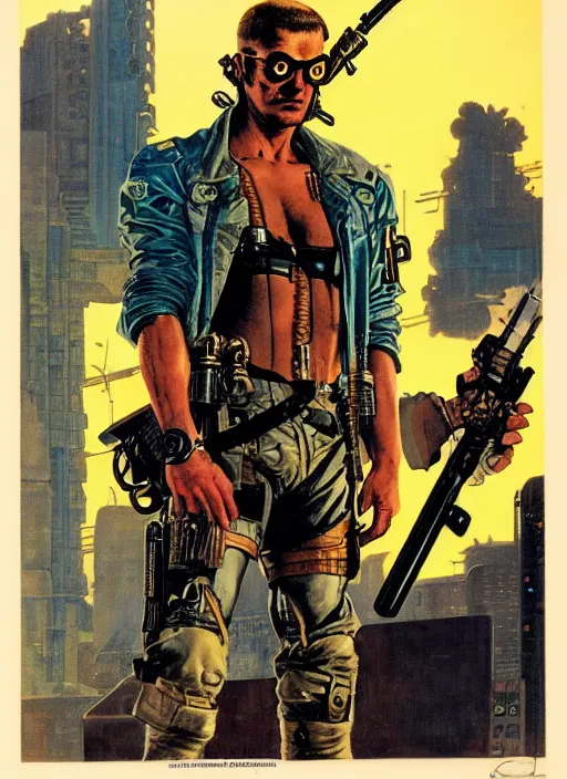 Image similar to cyberpunk mercenary. portrait by clyde caldwell and jean giraud and anton otto fischer and john philip falter and will eisner and gil elvgren