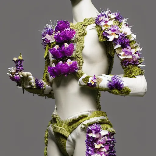 Image similar to an armor made of orchids. intricate. detailed. hyper real.