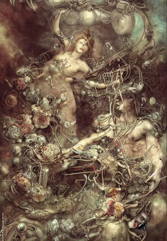 Image similar to pastel floral medical equipment, whirling, minimalist environment, by ryan stegman and hr giger and esao andrews and maria sibylla merian eugene delacroix, gustave dore, thomas moran, the thing, pop art