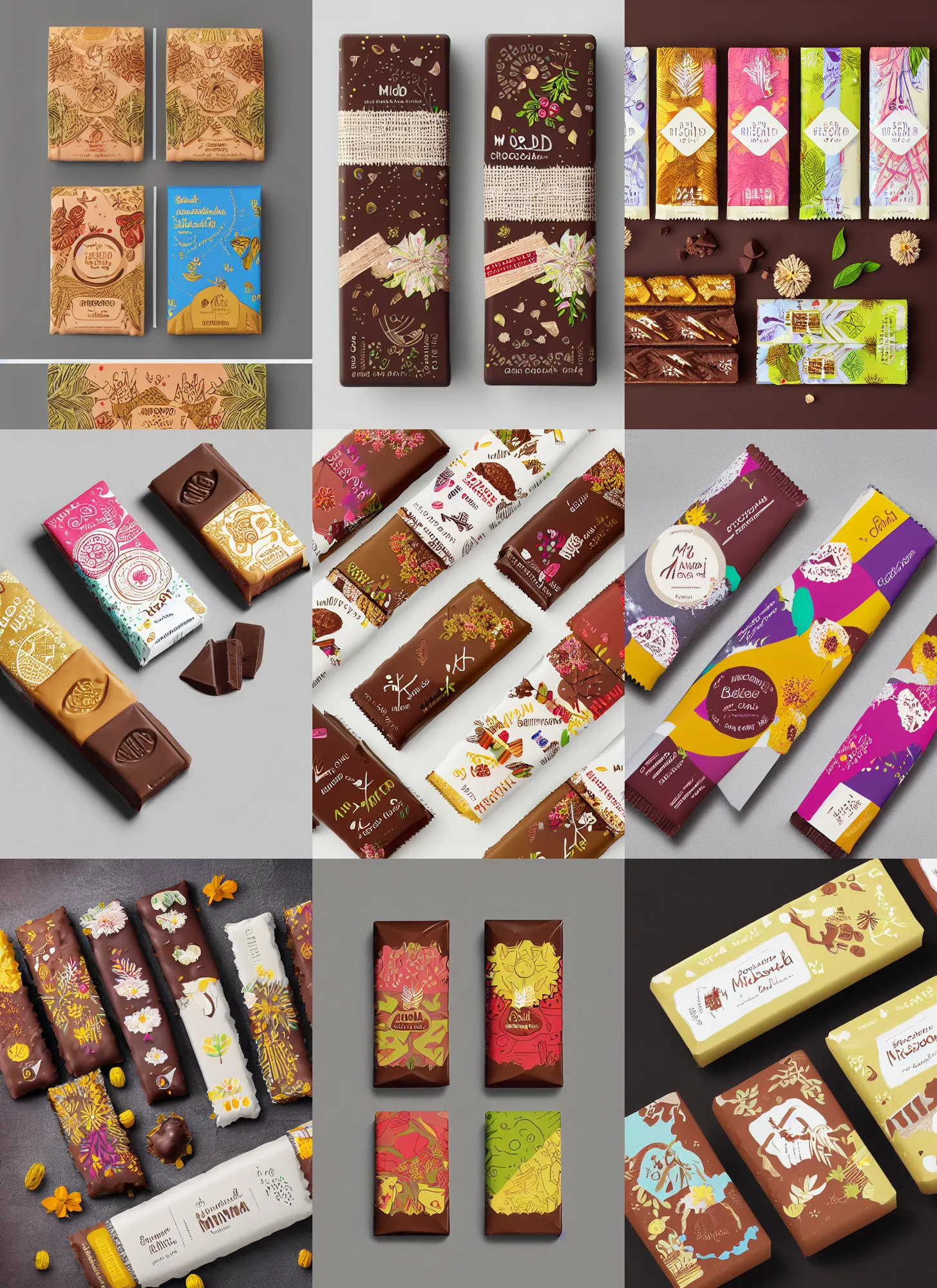 Prompt: midsommar inspired conceptual chocolate bar packaging, label design, behance, packaging of the world, award, front label, packaging design, craft