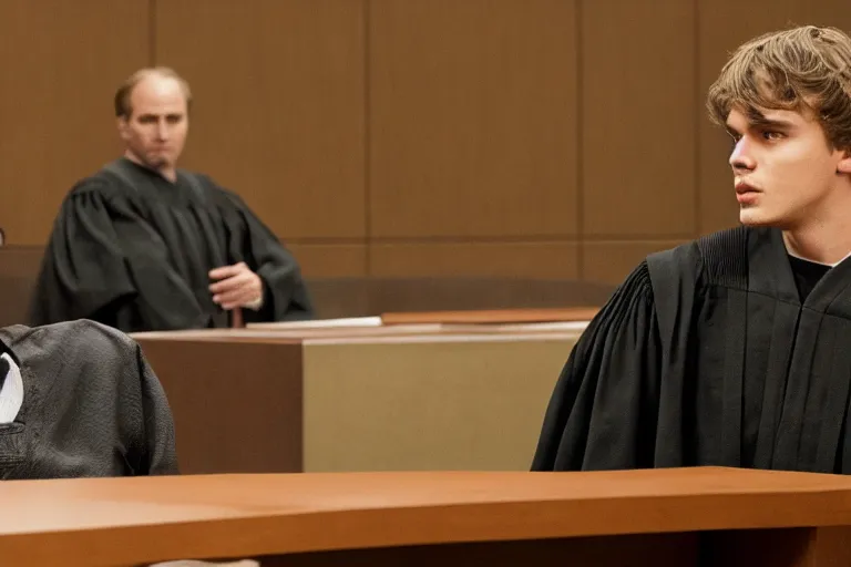 Prompt: anakin skywalker talking to saul goodman in court, us court, 1 0 8 0 p, court session images, realistic faces, better call saul