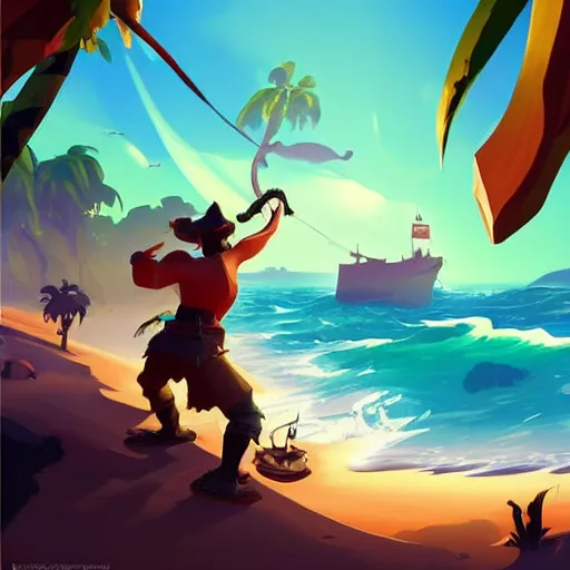 Image similar to painting treasure on sea of thieves game smooth median photoshop filter cutout vector, behance hd by jesper ejsing, by rhads, makoto shinkai and lois van baarle, ilya kuvshinov, rossdraws global illumination