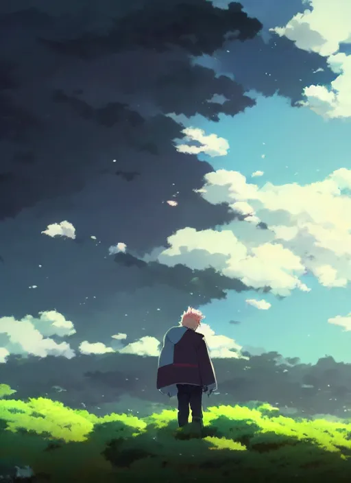 Image similar to portrait of brock lesnar, cloudy sky background lush landscape illustration concept art anime key visual trending pixiv fanbox by wlop and greg rutkowski and makoto shinkai and studio ghibli