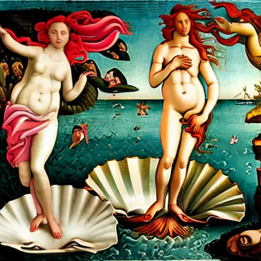 Image similar to birth of venus by boticelli as a realistic photograph