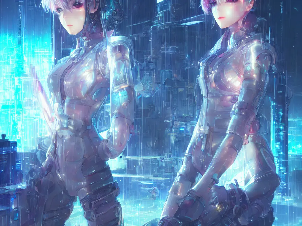 Prompt: portrait anime visual of futuristic female cyber airforce, on neon light tokyo rainy rooftop, ssci - fi and fantasy, intricate and very beautiful, human structure, concept art, sharp focus, anime illustration by nixeu and rossdraws and magali villeneuve and liya nikorov and luxearte, frostine engine