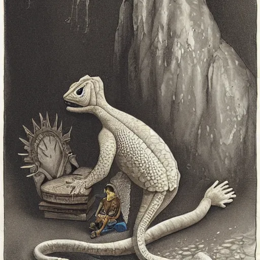 Image similar to a man rites a saddled gigantic Gecko, Fantasy Art