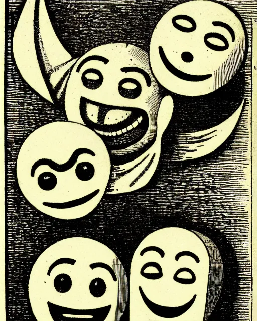 Image similar to illustration of emoji from the dictionarre infernal, etching by louis le breton, 1 8 6 9, 1 2 0 0 dpi scan