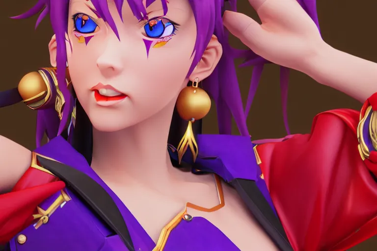 Image similar to character Lina Inverse from anime Slayers (1995 – 2009), rendered in Cinema 4D and Octane and Unreal Engine 5, hyperrealism, full body photogenic shot, digital render, cinematic lighting ornate earrings, 8k resolution, masterpiece work