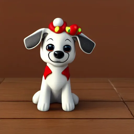 Image similar to cute puppy dog figurine in the style of enesco rudolph and friends detailed 4 k 3 d render