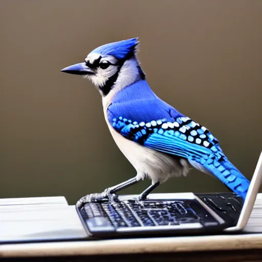 Image similar to bluejay using a computer