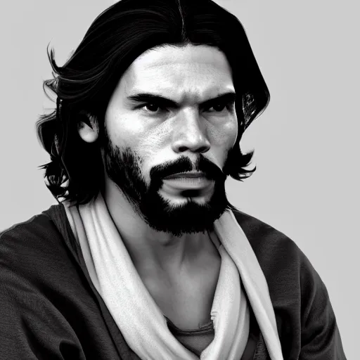 Prompt: Portrait of Jayson Tatum as Che Guevara, Black and White, digital art, trending on artstation, octane render, inspiring, dignifying