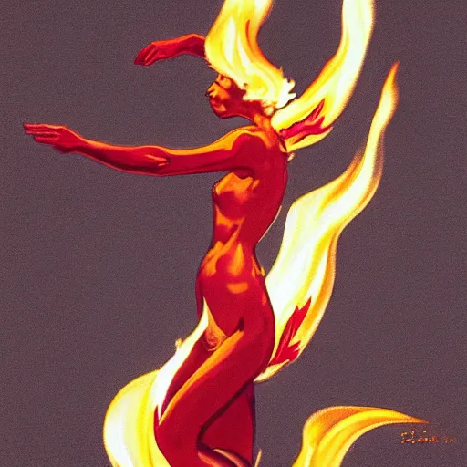 Image similar to fire flames in leyendecker style, no people