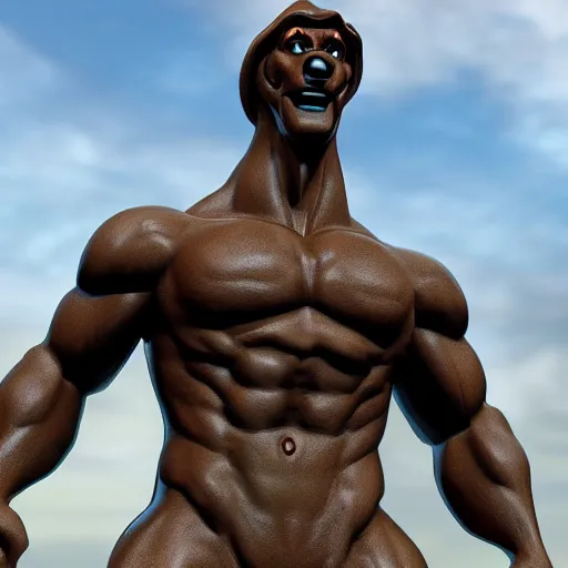 Image similar to scooby-doo, statue, 4k, volumetric lighting, hyper realistic, body builder