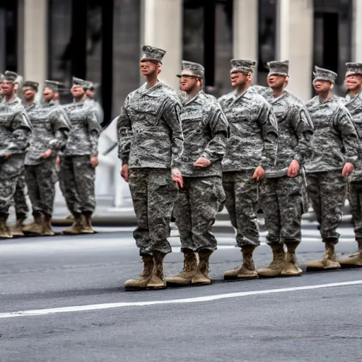 Image similar to a military parade doing goose steps while holding giant keyboards, 4 k photography