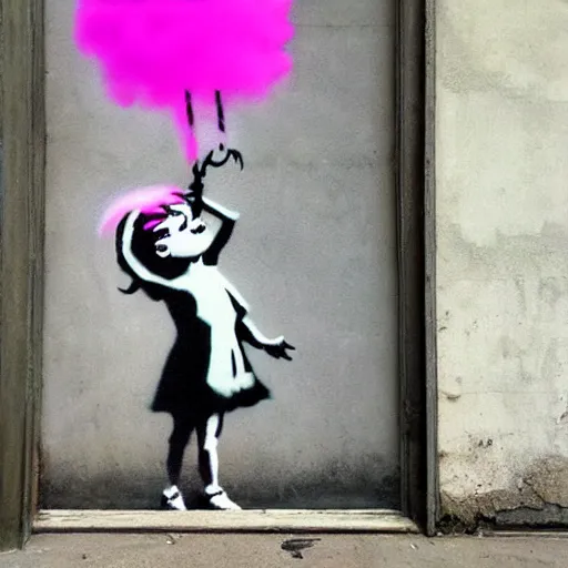 Prompt: cotton candy by banksy