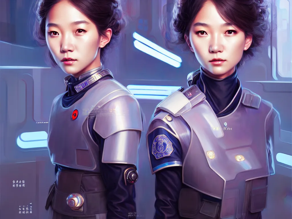 Image similar to portrait futuristic hong kong police uniform girl, at future neon light rooftop, ssci - fi and fantasy, intricate and very very beautiful and elegant, highly detailed, digital painting, artstation, concept art, smooth and sharp focus, illustration, art by tan zi and ayanamikodon and alphonse mucha and wlop