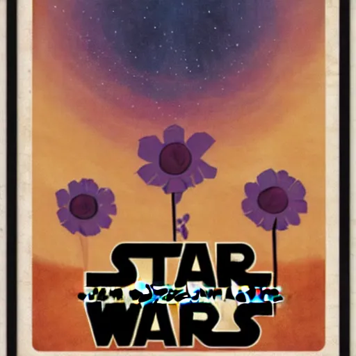 Image similar to Star Wars A New Hope Poster in the art style of Georgia O'keeffe, Flowers