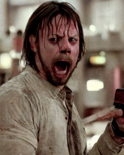 Prompt: uruk - hai in the movie shaun of the dead, high quality 3 5 mm film photo, film grain