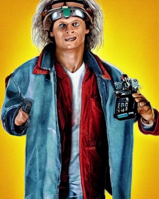 Prompt: mix of marty mcfly and doc brown