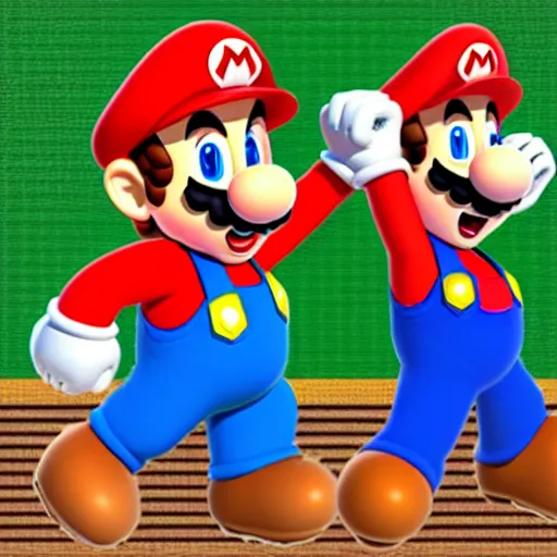 Image similar to Super Mario and Luigi high fiving