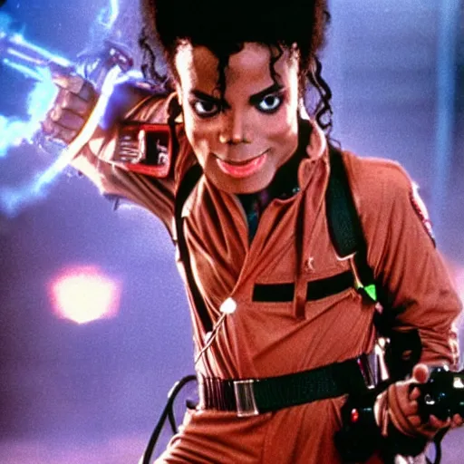 Prompt: stunning awe inspiring michael jackson with a highly detailed face as a ghostbuster in the movie ghostbusters, movie still 8 k hdr atmospheric lighting