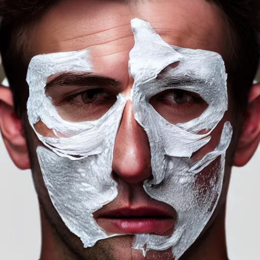 Image similar to a man peeling off his face like a mask, hyper realistic, 4k, high definition, symmetry, groovy,