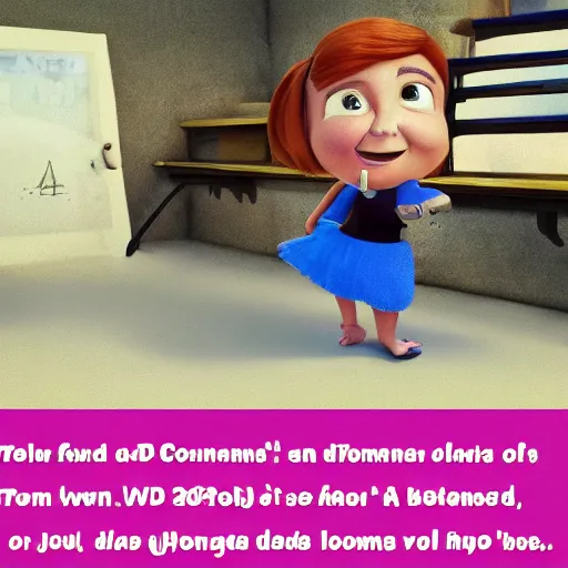 Image similar to pixar character transgender woman with down syndrome