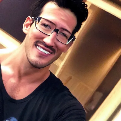 Image similar to a high quality photo of handsome markiplier, gigachad