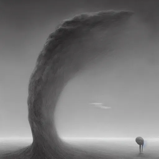 Prompt: zdzisław beksinski dust and wind monster 4 k