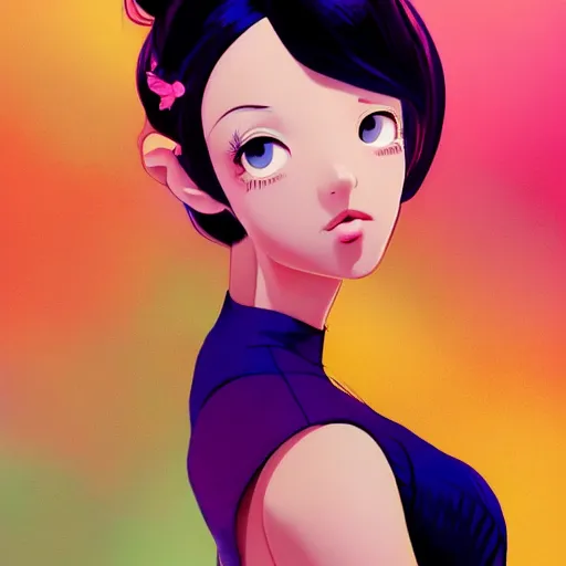 Image similar to portrait of a beautiful girl with dark hair dressed as a ballerina, rich vivid colors, ambient lighting, dynamic lighting, 4 k, hq, official media, anime key visual, makoto shinkai, ilya kuvshinov, lois van baarle, rossdraws, detailed, trending on artstation